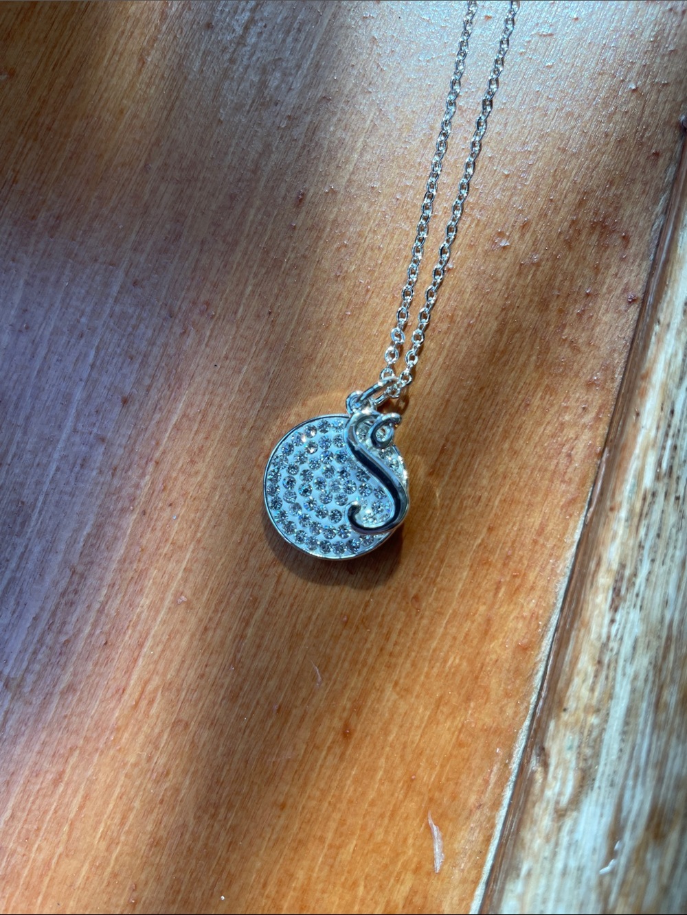 Genuine Crystal Fine Silver Plated Initial ‘S’ Pendant Necklace